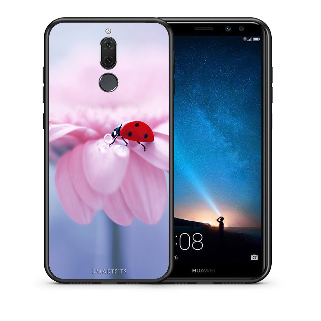 Θήκη Huawei Mate 10 Lite Ladybug Flower από τη Smartfits με σχέδιο στο πίσω μέρος και μαύρο περίβλημα | Huawei Mate 10 Lite Ladybug Flower case with colorful back and black bezels