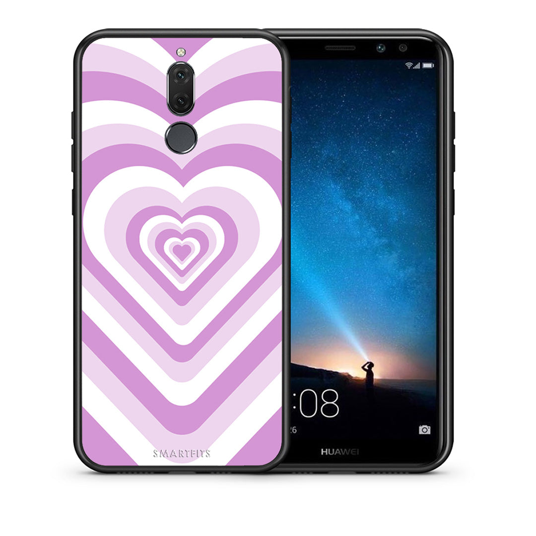 Θήκη Huawei Mate 10 Lite Lilac Hearts από τη Smartfits με σχέδιο στο πίσω μέρος και μαύρο περίβλημα | Huawei Mate 10 Lite Lilac Hearts case with colorful back and black bezels