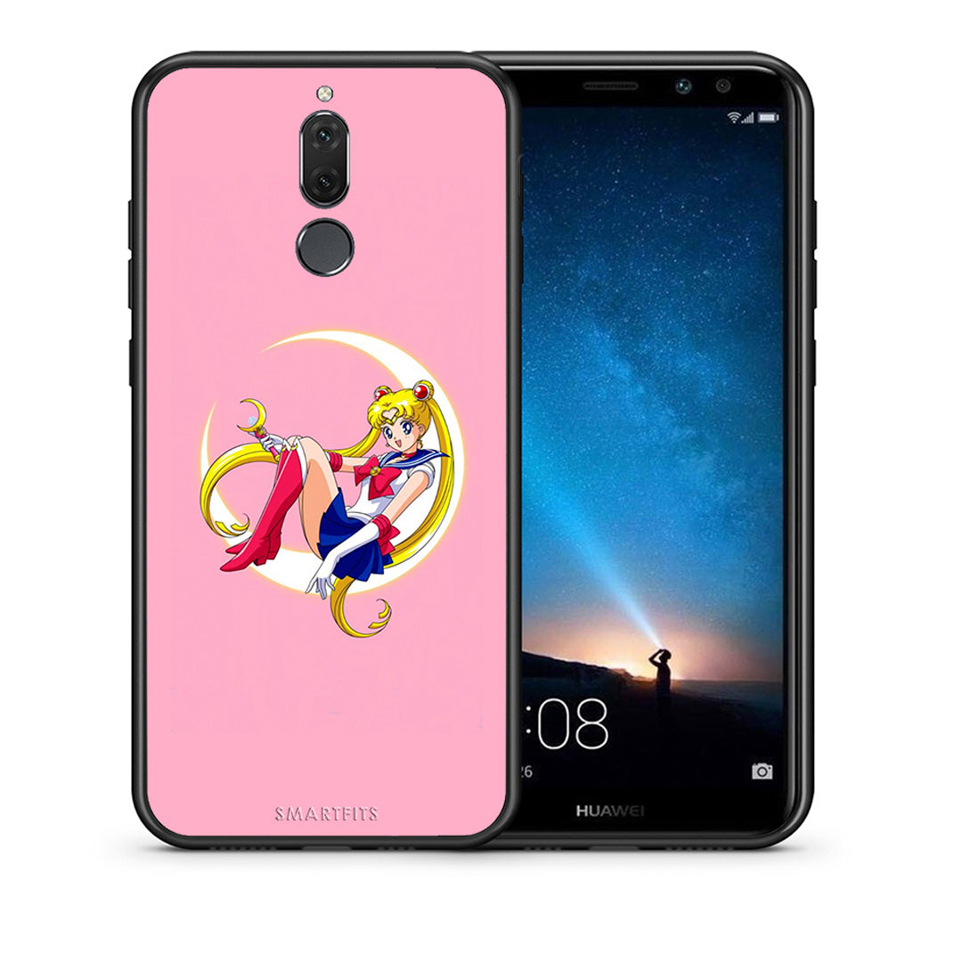 Θήκη Huawei Mate 10 Lite Moon Girl από τη Smartfits με σχέδιο στο πίσω μέρος και μαύρο περίβλημα | Huawei Mate 10 Lite Moon Girl case with colorful back and black bezels