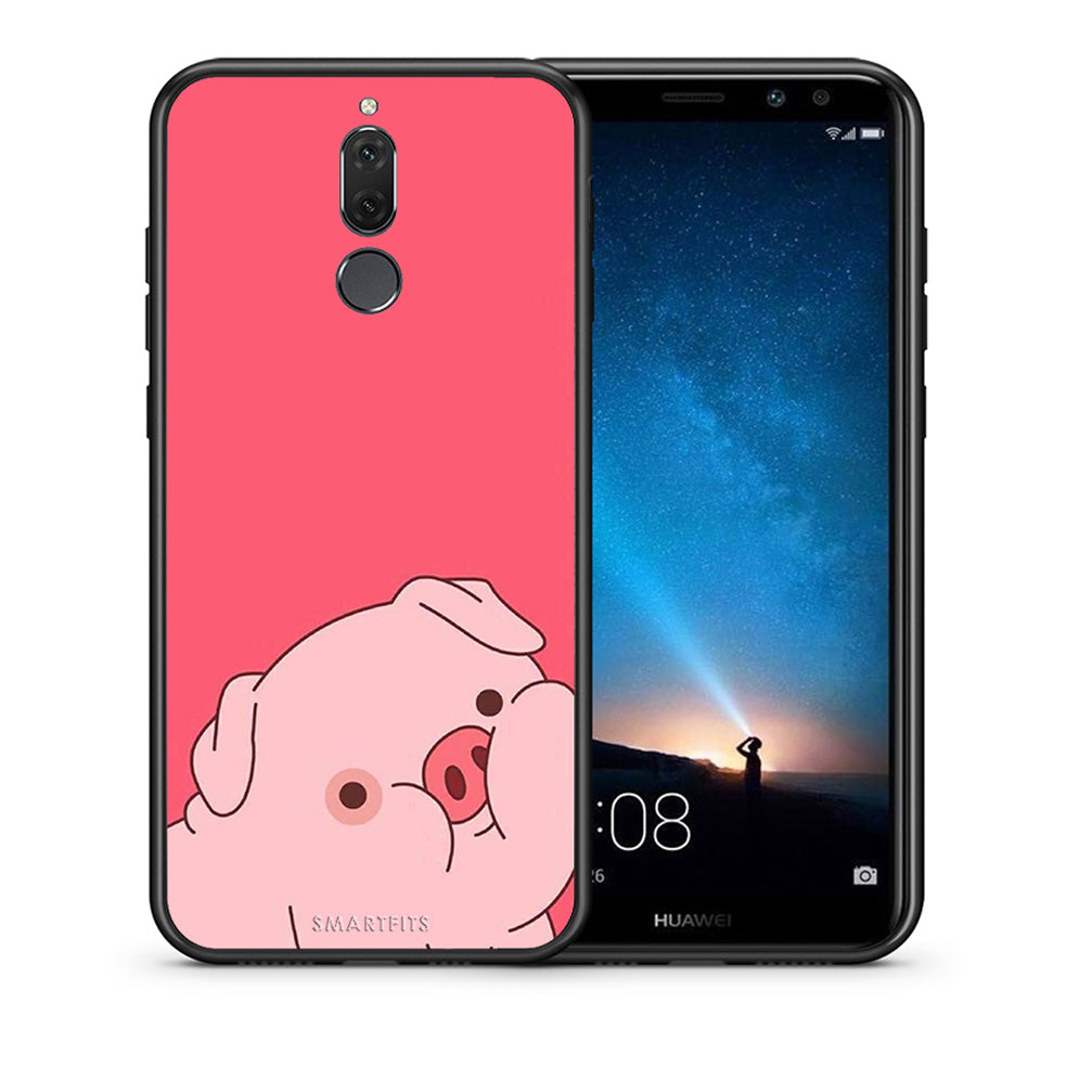 Θήκη Αγίου Βαλεντίνου Huawei Mate 10 Lite Pig Love 1 από τη Smartfits με σχέδιο στο πίσω μέρος και μαύρο περίβλημα | Huawei Mate 10 Lite Pig Love 1 case with colorful back and black bezels