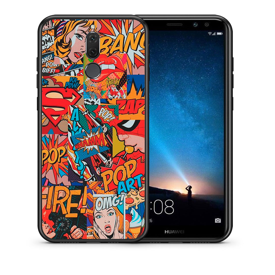 Θήκη Huawei Mate 10 Lite PopArt OMG από τη Smartfits με σχέδιο στο πίσω μέρος και μαύρο περίβλημα | Huawei Mate 10 Lite PopArt OMG case with colorful back and black bezels