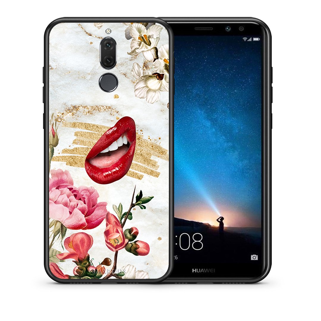 Θήκη Huawei Mate 10 Lite Red Lips από τη Smartfits με σχέδιο στο πίσω μέρος και μαύρο περίβλημα | Huawei Mate 10 Lite Red Lips case with colorful back and black bezels