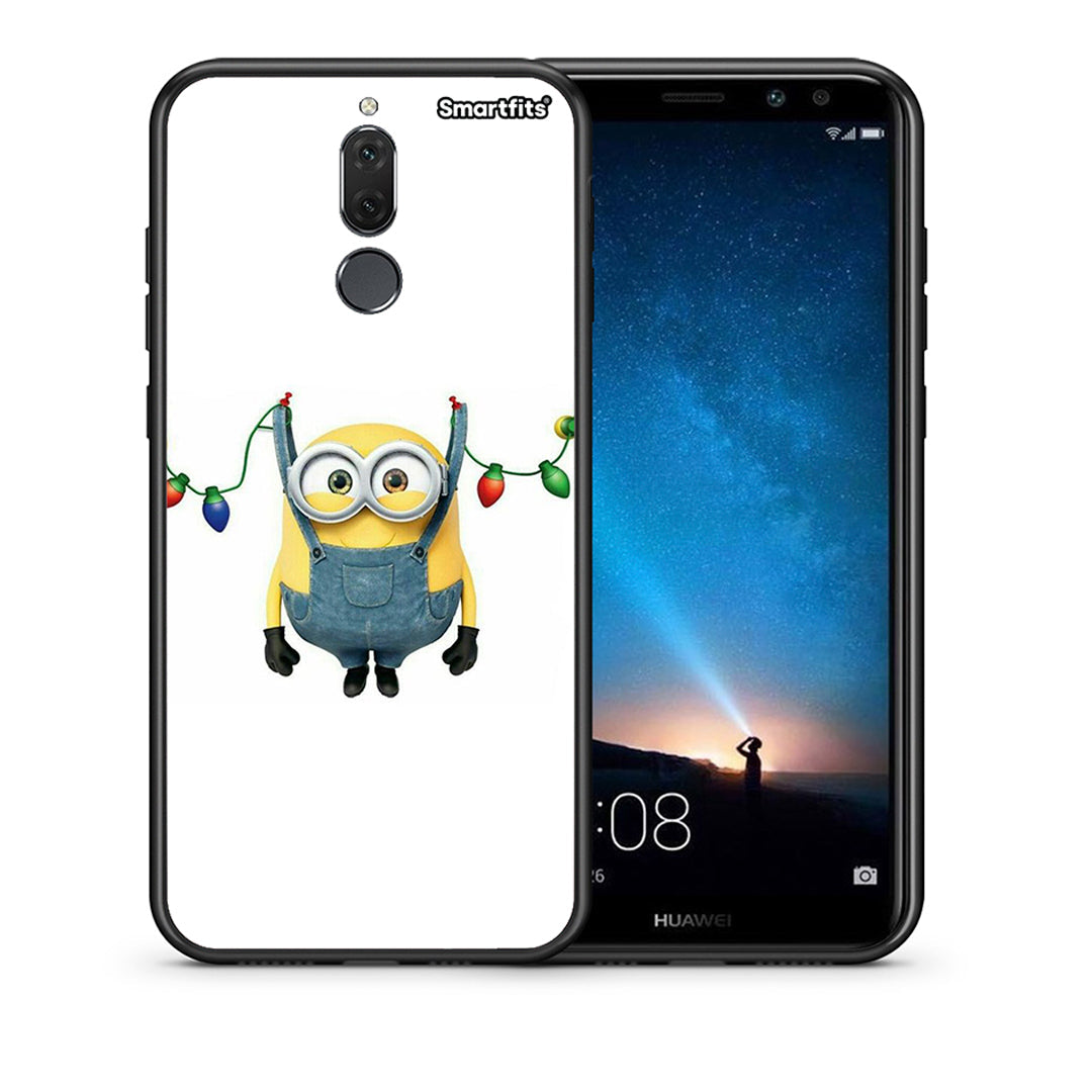 Θήκη Huawei Mate 10 Lite Xmas Minion Lights από τη Smartfits με σχέδιο στο πίσω μέρος και μαύρο περίβλημα | Huawei Mate 10 Lite Xmas Minion Lights case with colorful back and black bezels