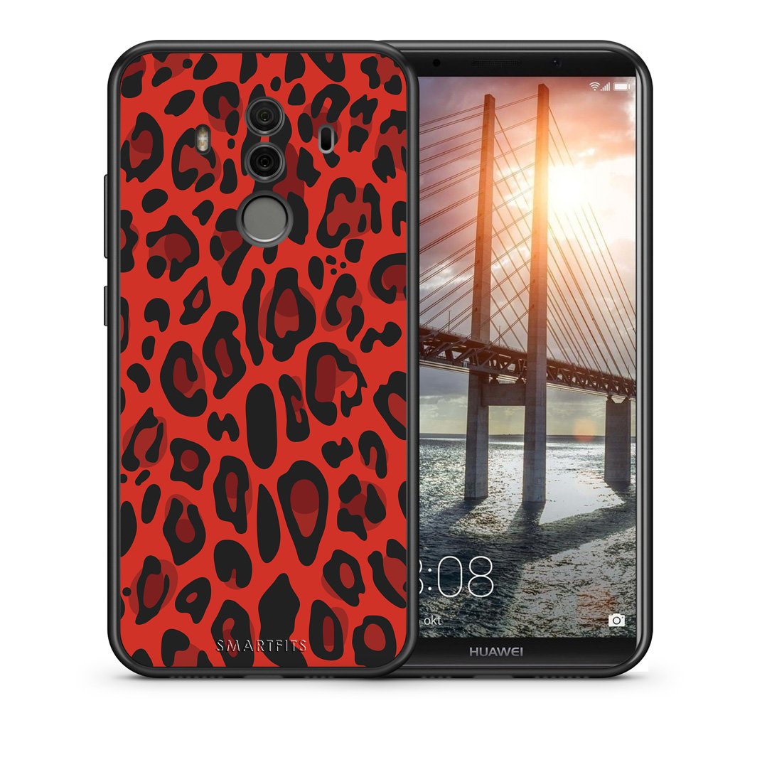 Θήκη Huawei Mate 10 Pro Red Leopard Animal από τη Smartfits με σχέδιο στο πίσω μέρος και μαύρο περίβλημα | Huawei Mate 10 Pro Red Leopard Animal case with colorful back and black bezels