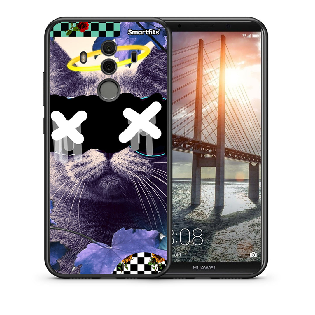 Θήκη Huawei Mate 10 Pro Cat Collage από τη Smartfits με σχέδιο στο πίσω μέρος και μαύρο περίβλημα | Huawei Mate 10 Pro Cat Collage case with colorful back and black bezels