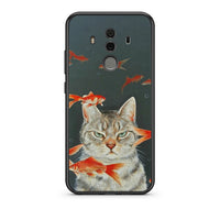 Thumbnail for Huawei Mate 10 Pro Cat Goldfish θήκη από τη Smartfits με σχέδιο στο πίσω μέρος και μαύρο περίβλημα | Smartphone case with colorful back and black bezels by Smartfits