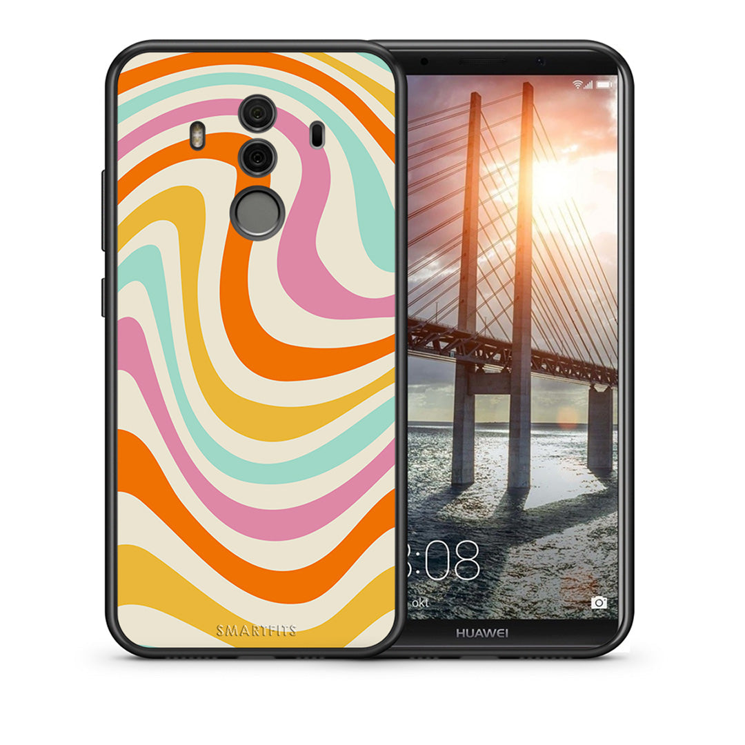 Θήκη Huawei Mate 10 Pro Colourful Waves από τη Smartfits με σχέδιο στο πίσω μέρος και μαύρο περίβλημα | Huawei Mate 10 Pro Colourful Waves case with colorful back and black bezels