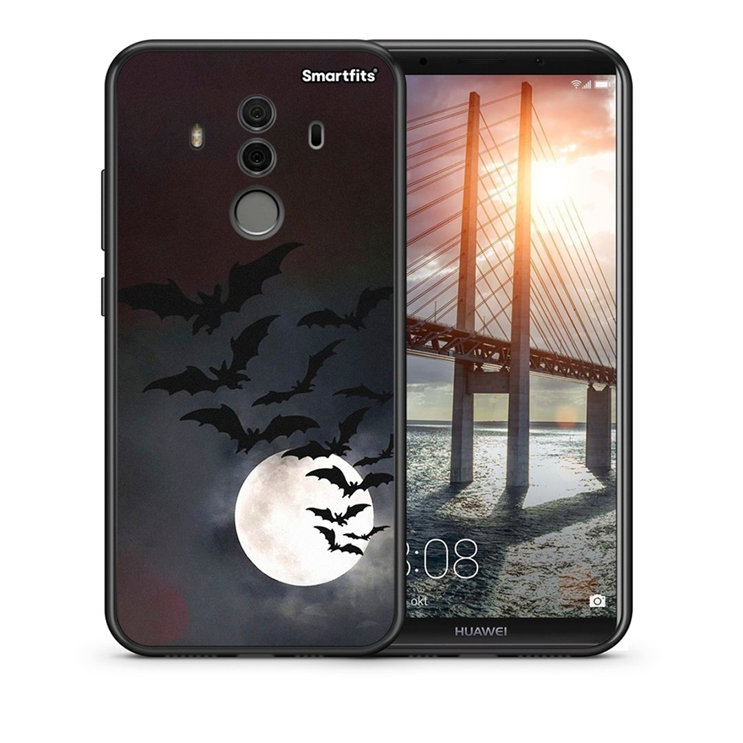 Θήκη Huawei Mate 10 Pro Halloween Bat Night από τη Smartfits με σχέδιο στο πίσω μέρος και μαύρο περίβλημα | Huawei Mate 10 Pro Halloween Bat Night case with colorful back and black bezels