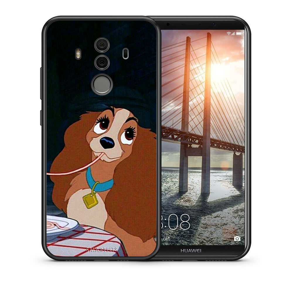 Θήκη Αγίου Βαλεντίνου Huawei Mate 10 Pro Lady And Tramp 2 από τη Smartfits με σχέδιο στο πίσω μέρος και μαύρο περίβλημα | Huawei Mate 10 Pro Lady And Tramp 2 case with colorful back and black bezels