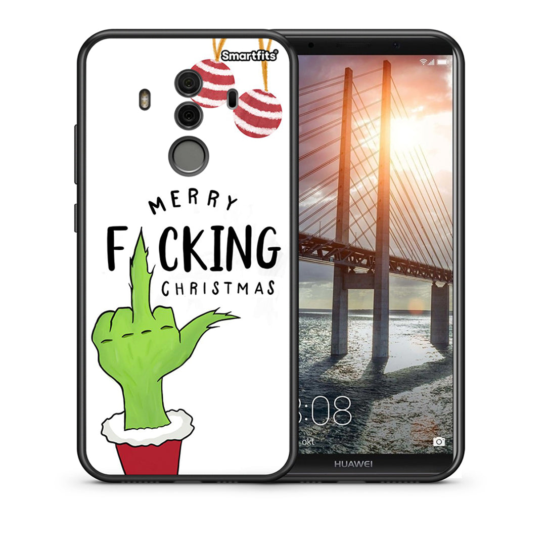 Θήκη Huawei Mate 10 Pro Merry F Xmas από τη Smartfits με σχέδιο στο πίσω μέρος και μαύρο περίβλημα | Huawei Mate 10 Pro Merry F Xmas case with colorful back and black bezels