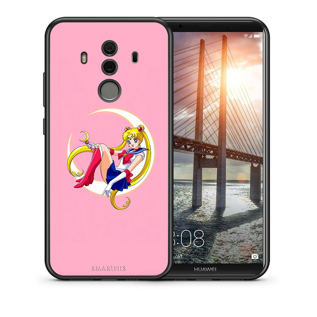 Θήκη Huawei Mate 10 Pro Moon Girl από τη Smartfits με σχέδιο στο πίσω μέρος και μαύρο περίβλημα | Huawei Mate 10 Pro Moon Girl case with colorful back and black bezels