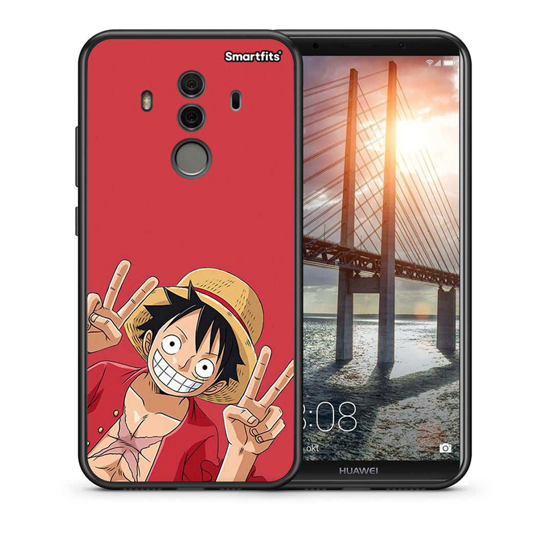 Θήκη Huawei Mate 10 Pro Pirate Luffy από τη Smartfits με σχέδιο στο πίσω μέρος και μαύρο περίβλημα | Huawei Mate 10 Pro Pirate Luffy case with colorful back and black bezels