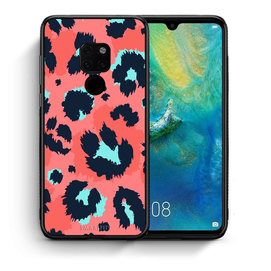 Θήκη Huawei Mate 20 Pink Leopard Animal από τη Smartfits με σχέδιο στο πίσω μέρος και μαύρο περίβλημα | Huawei Mate 20 Pink Leopard Animal case with colorful back and black bezels