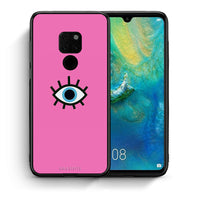 Thumbnail for Θήκη Huawei Mate 20 Blue Eye Pink από τη Smartfits με σχέδιο στο πίσω μέρος και μαύρο περίβλημα | Huawei Mate 20 Blue Eye Pink case with colorful back and black bezels