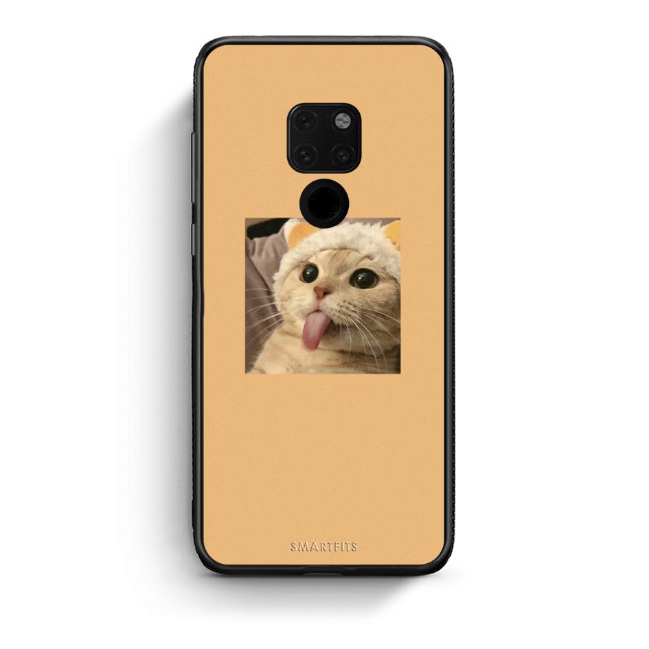 Huawei Mate 20 Cat Tongue θήκη από τη Smartfits με σχέδιο στο πίσω μέρος και μαύρο περίβλημα | Smartphone case with colorful back and black bezels by Smartfits