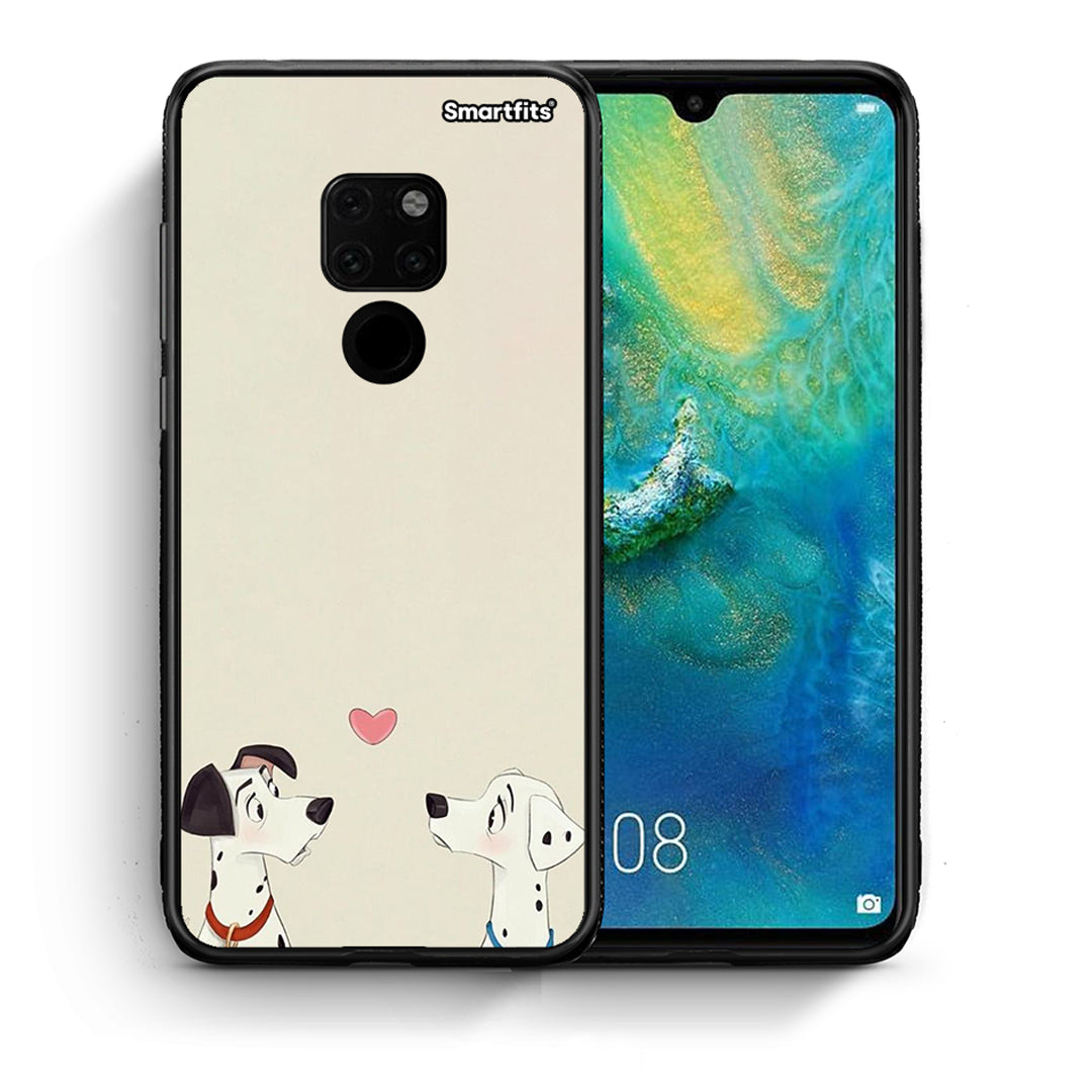 Θήκη Huawei Mate 20 Dalmatians Love από τη Smartfits με σχέδιο στο πίσω μέρος και μαύρο περίβλημα | Huawei Mate 20 Dalmatians Love case with colorful back and black bezels