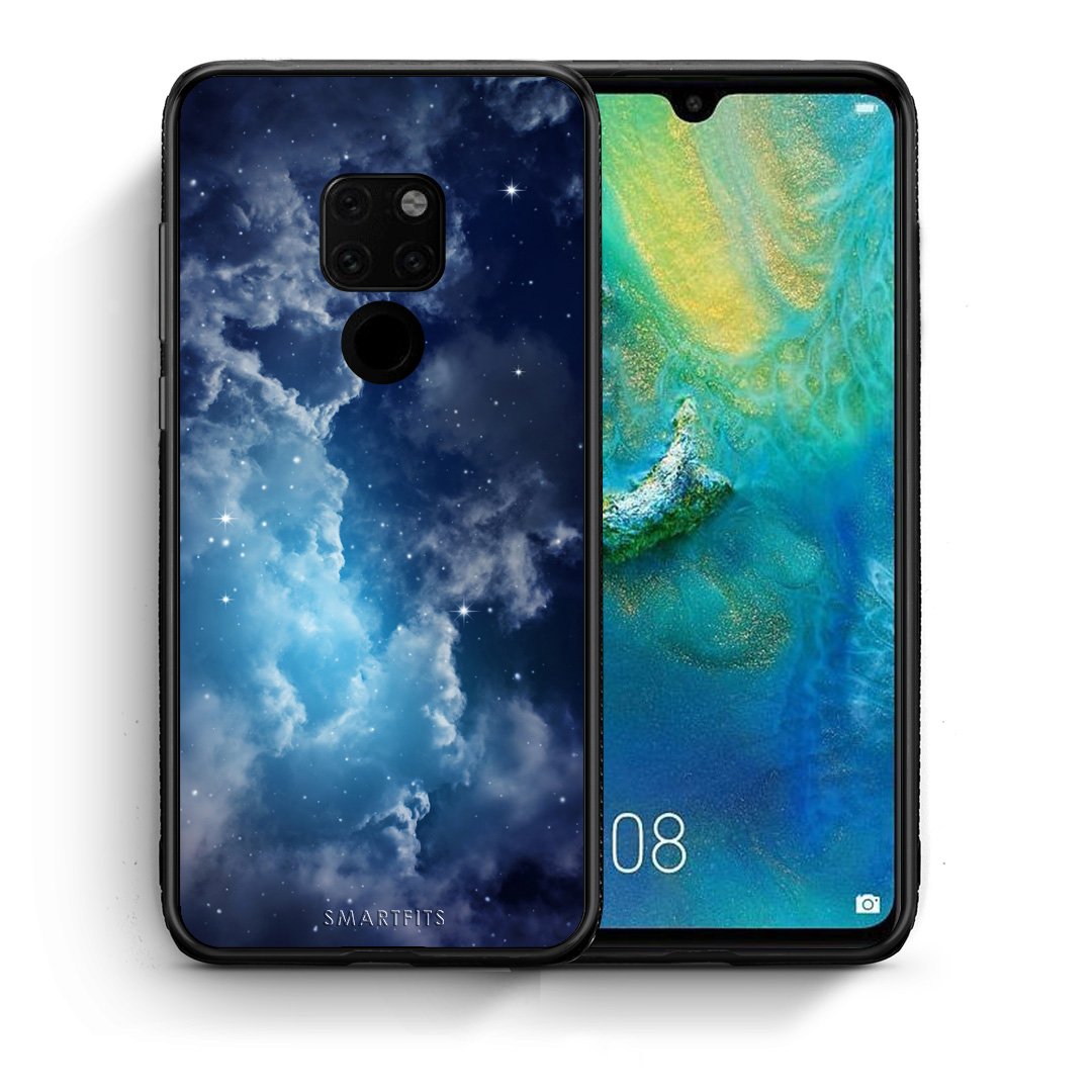 Θήκη Huawei Mate 20 Blue Sky Galaxy από τη Smartfits με σχέδιο στο πίσω μέρος και μαύρο περίβλημα | Huawei Mate 20 Blue Sky Galaxy case with colorful back and black bezels