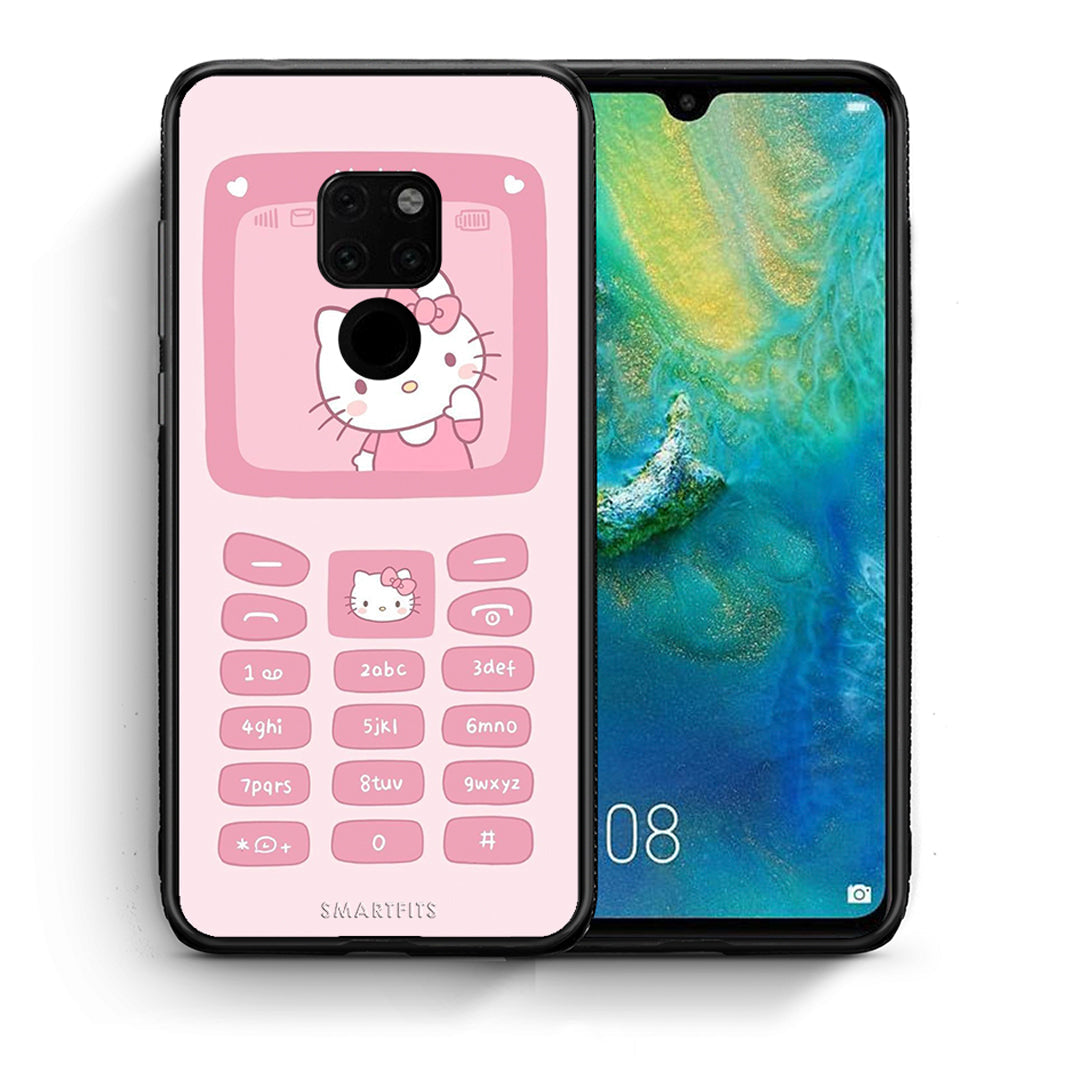 Θήκη Αγίου Βαλεντίνου Huawei Mate 20 Hello Kitten από τη Smartfits με σχέδιο στο πίσω μέρος και μαύρο περίβλημα | Huawei Mate 20 Hello Kitten case with colorful back and black bezels