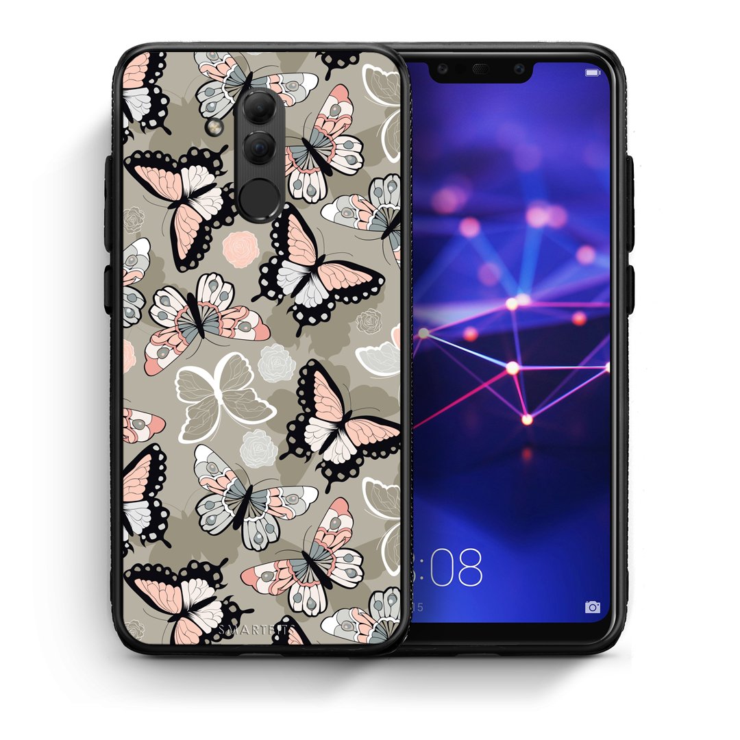 Θήκη Huawei Mate 20 Lite Butterflies Boho από τη Smartfits με σχέδιο στο πίσω μέρος και μαύρο περίβλημα | Huawei Mate 20 Lite Butterflies Boho case with colorful back and black bezels