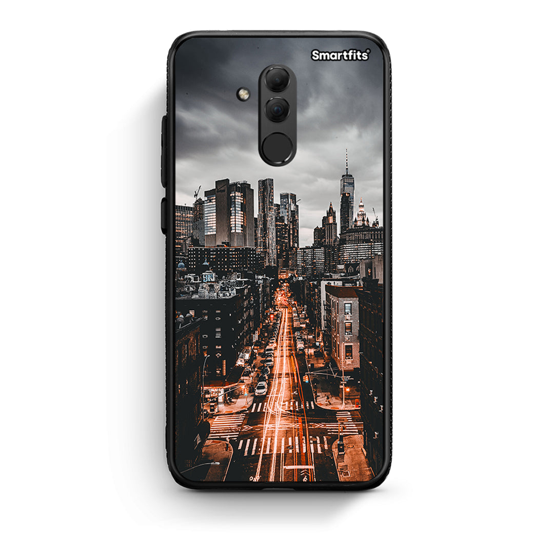Huawei Mate 20 Lite City Lights θήκη από τη Smartfits με σχέδιο στο πίσω μέρος και μαύρο περίβλημα | Smartphone case with colorful back and black bezels by Smartfits