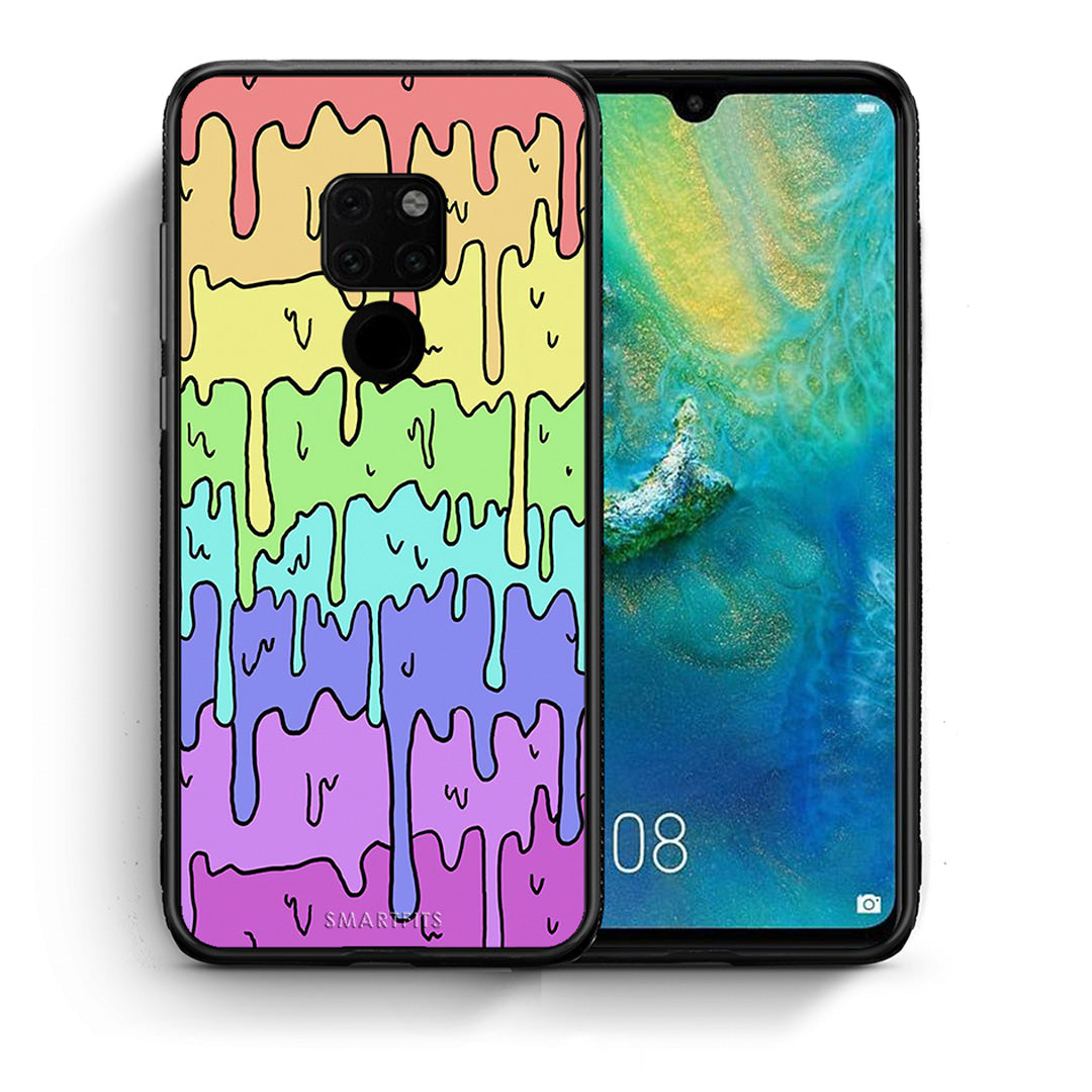 Θήκη Huawei Mate 20 Melting Rainbow από τη Smartfits με σχέδιο στο πίσω μέρος και μαύρο περίβλημα | Huawei Mate 20 Melting Rainbow case with colorful back and black bezels