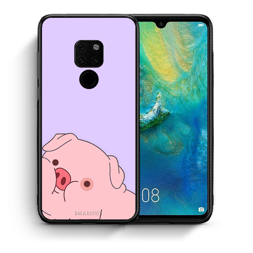 Θήκη Αγίου Βαλεντίνου Huawei Mate 20 Pig Love 2 από τη Smartfits με σχέδιο στο πίσω μέρος και μαύρο περίβλημα | Huawei Mate 20 Pig Love 2 case with colorful back and black bezels
