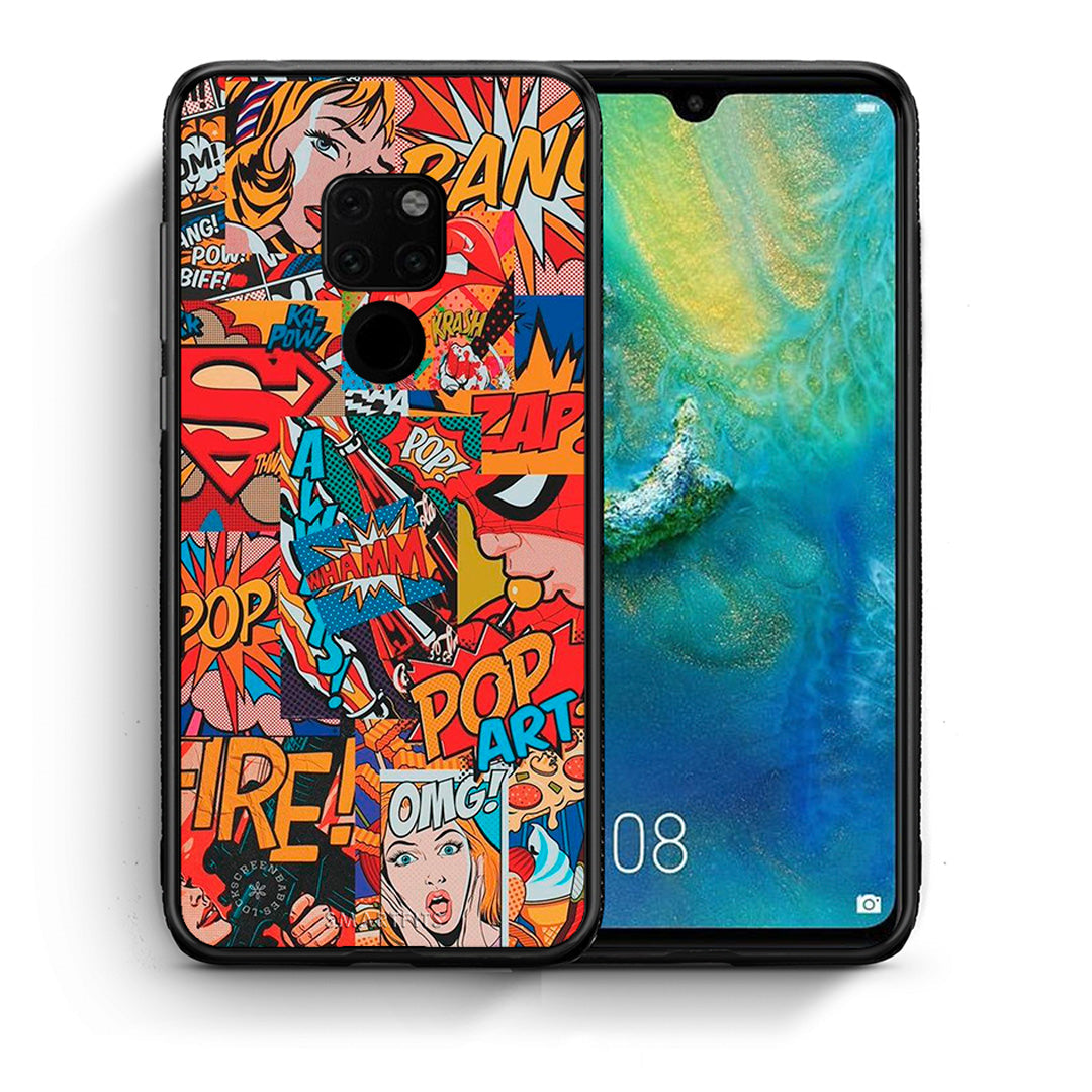 Θήκη Huawei Mate 20 PopArt OMG από τη Smartfits με σχέδιο στο πίσω μέρος και μαύρο περίβλημα | Huawei Mate 20 PopArt OMG case with colorful back and black bezels