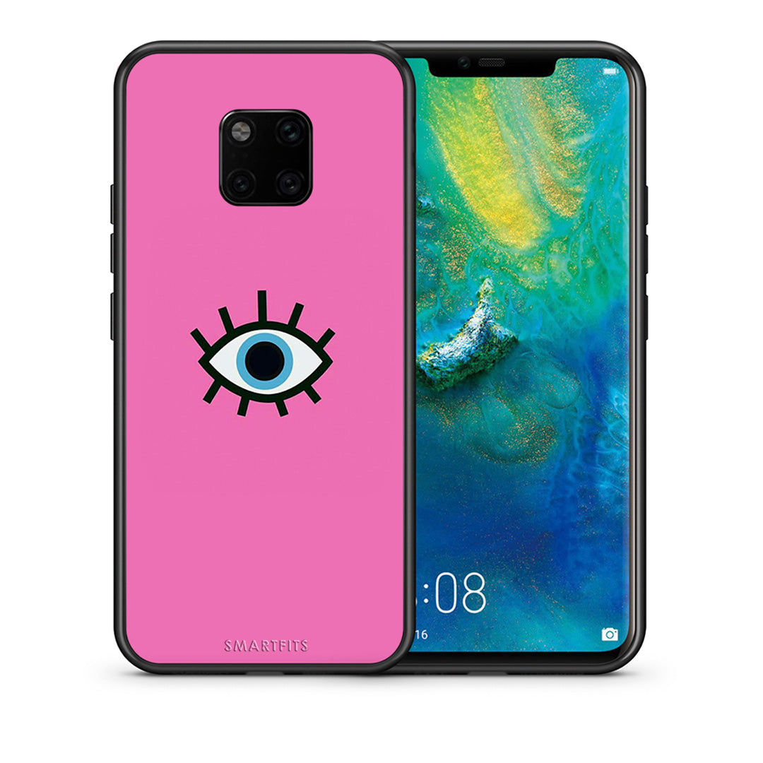 Θήκη Huawei Mate 20 Pro Blue Eye Pink από τη Smartfits με σχέδιο στο πίσω μέρος και μαύρο περίβλημα | Huawei Mate 20 Pro Blue Eye Pink case with colorful back and black bezels