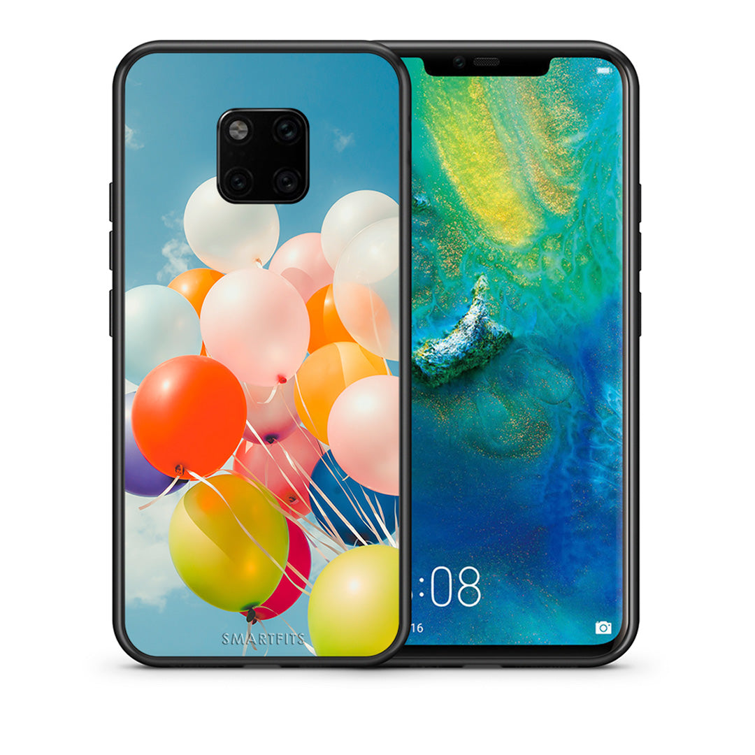 Θήκη Huawei Mate 20 Pro Colorful Balloons από τη Smartfits με σχέδιο στο πίσω μέρος και μαύρο περίβλημα | Huawei Mate 20 Pro Colorful Balloons case with colorful back and black bezels