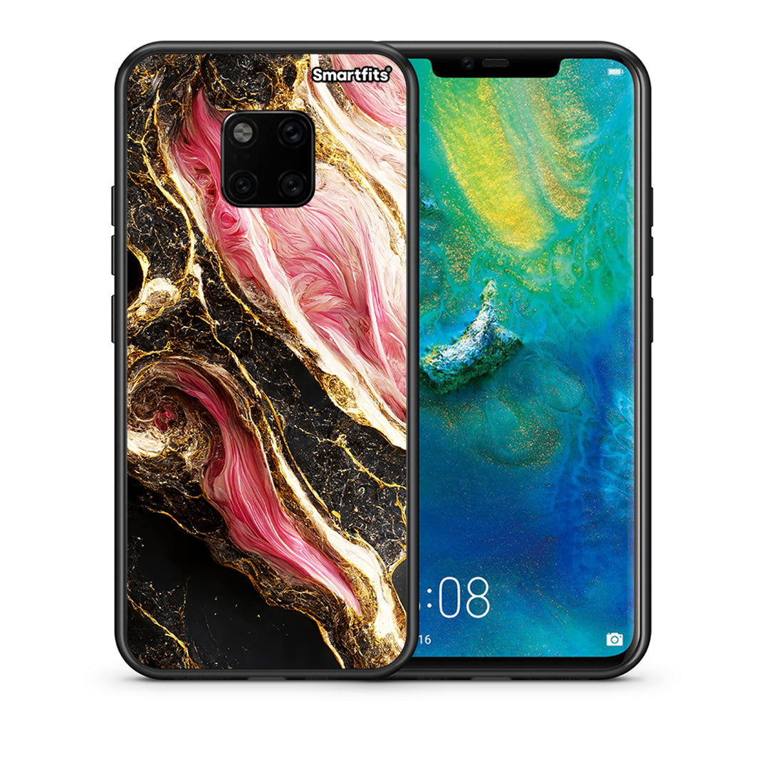 Θήκη Huawei Mate 20 Pro Glamorous Pink Marble από τη Smartfits με σχέδιο στο πίσω μέρος και μαύρο περίβλημα | Huawei Mate 20 Pro Glamorous Pink Marble case with colorful back and black bezels