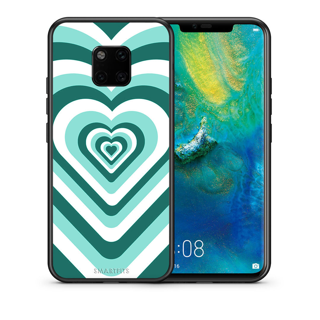 Θήκη Huawei Mate 20 Pro Green Hearts από τη Smartfits με σχέδιο στο πίσω μέρος και μαύρο περίβλημα | Huawei Mate 20 Pro Green Hearts case with colorful back and black bezels