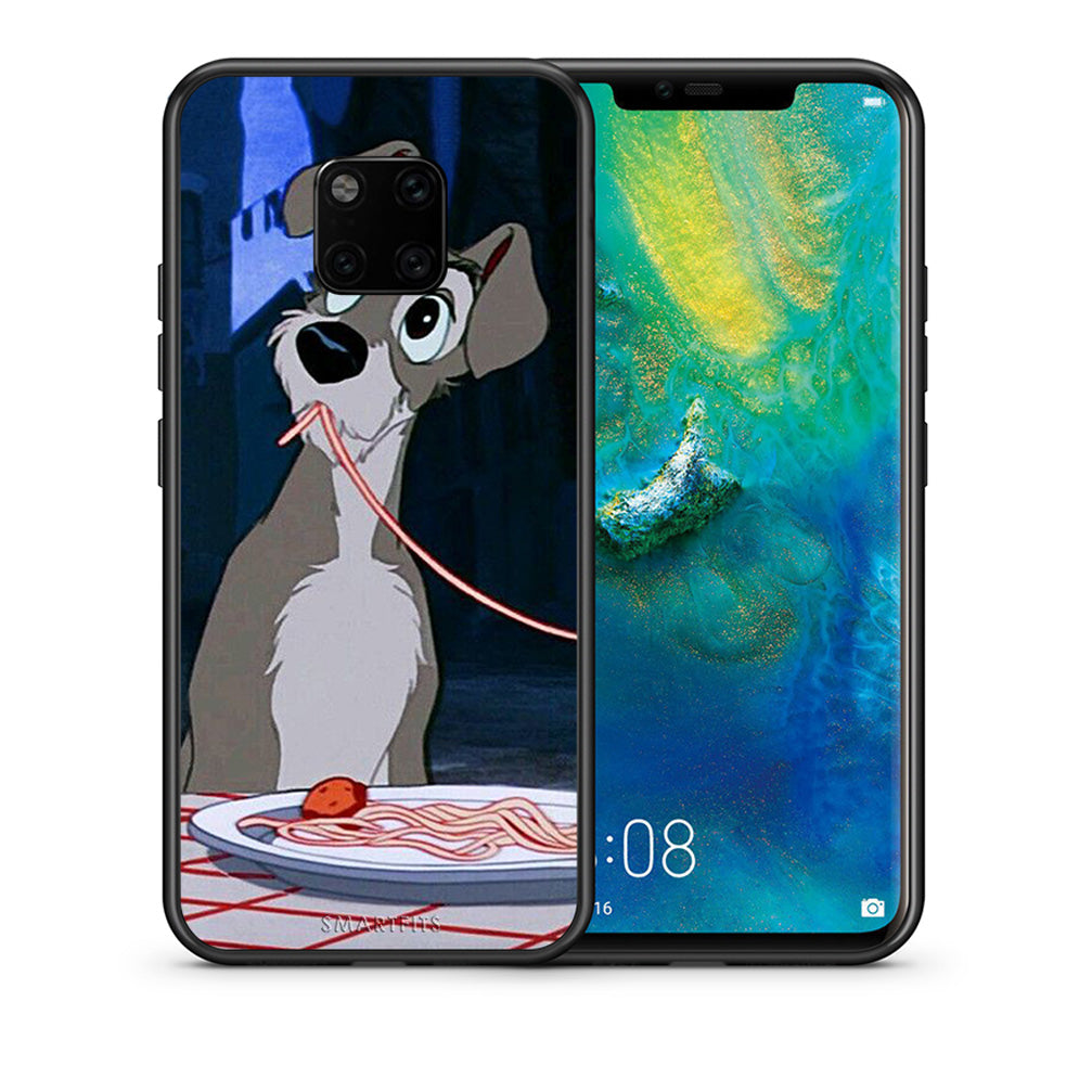 Θήκη Αγίου Βαλεντίνου Huawei Mate 20 Pro Lady And Tramp 1 από τη Smartfits με σχέδιο στο πίσω μέρος και μαύρο περίβλημα | Huawei Mate 20 Pro Lady And Tramp 1 case with colorful back and black bezels