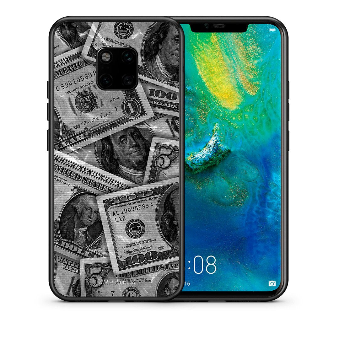 Θήκη Huawei Mate 20 Pro Money Dollars από τη Smartfits με σχέδιο στο πίσω μέρος και μαύρο περίβλημα | Huawei Mate 20 Pro Money Dollars case with colorful back and black bezels