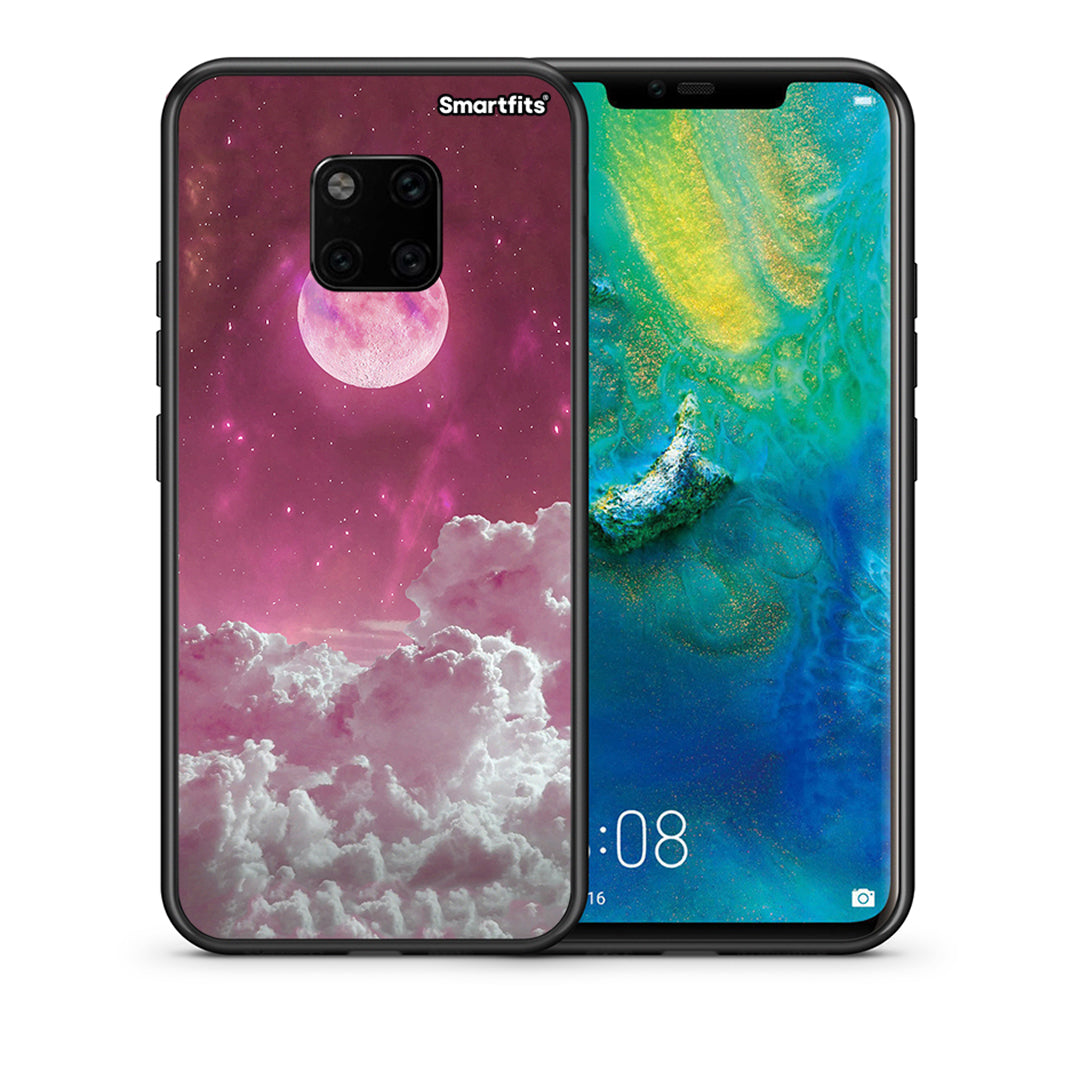 Θήκη Huawei Mate 20 Pro Pink Moon από τη Smartfits με σχέδιο στο πίσω μέρος και μαύρο περίβλημα | Huawei Mate 20 Pro Pink Moon case with colorful back and black bezels