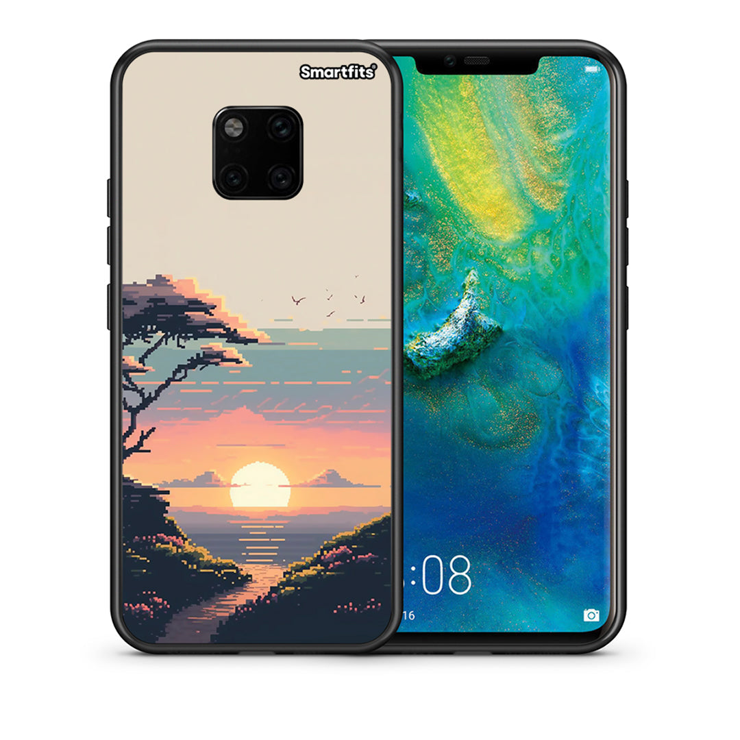 Θήκη Huawei Mate 20 Pro Pixel Sunset από τη Smartfits με σχέδιο στο πίσω μέρος και μαύρο περίβλημα | Huawei Mate 20 Pro Pixel Sunset case with colorful back and black bezels