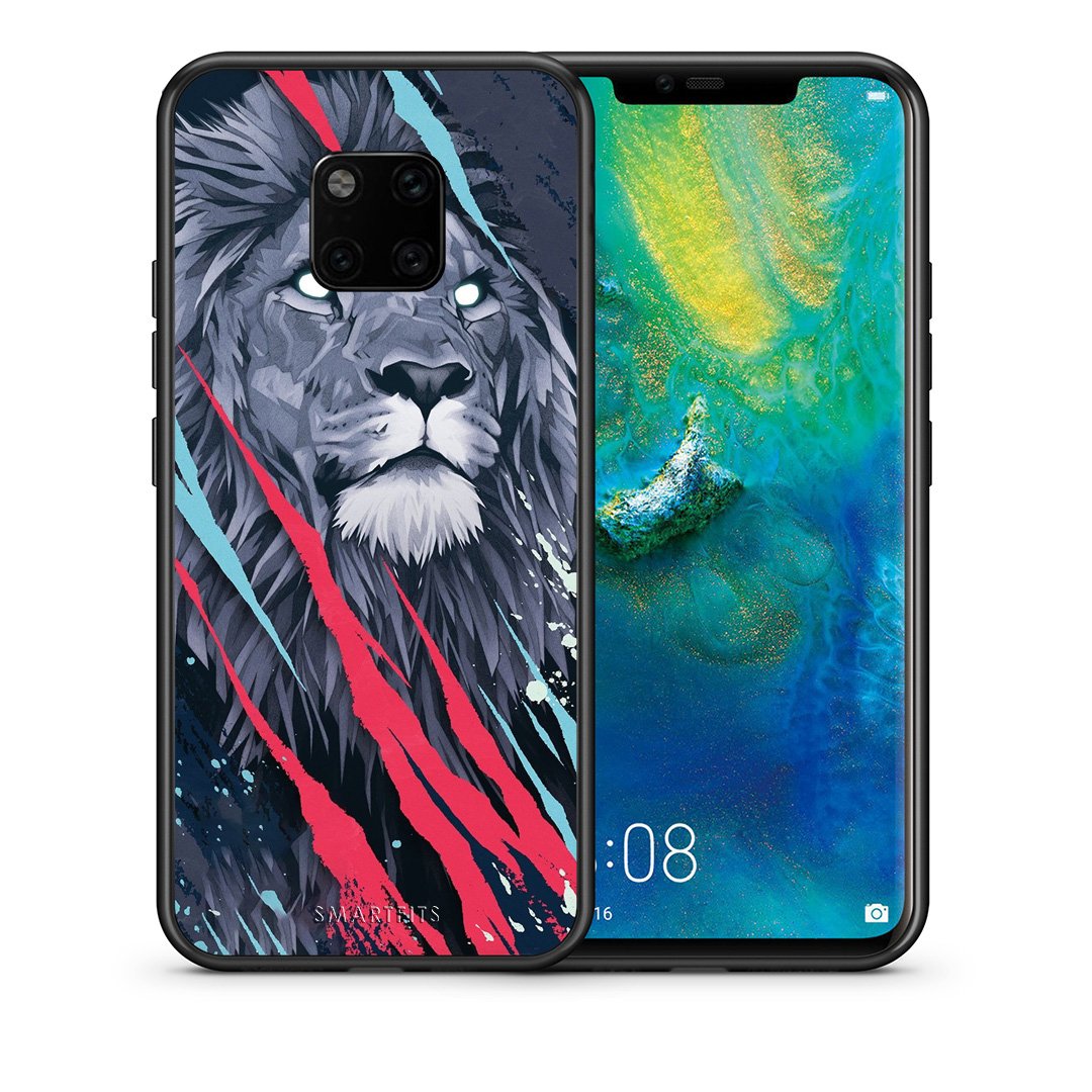 Θήκη Huawei Mate 20 Pro Lion Designer PopArt από τη Smartfits με σχέδιο στο πίσω μέρος και μαύρο περίβλημα | Huawei Mate 20 Pro Lion Designer PopArt case with colorful back and black bezels