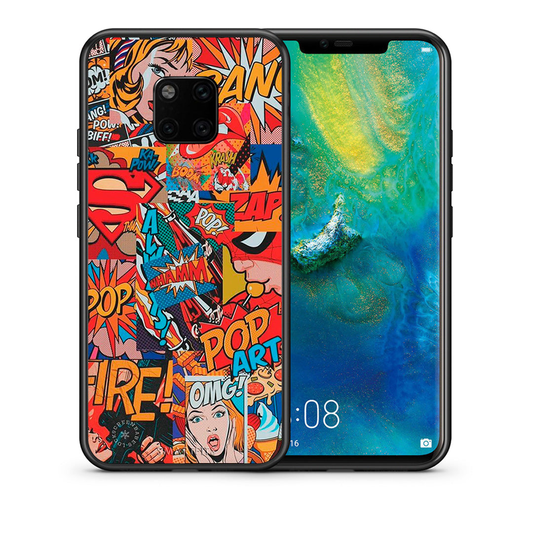 Θήκη Huawei Mate 20 Pro PopArt OMG από τη Smartfits με σχέδιο στο πίσω μέρος και μαύρο περίβλημα | Huawei Mate 20 Pro PopArt OMG case with colorful back and black bezels