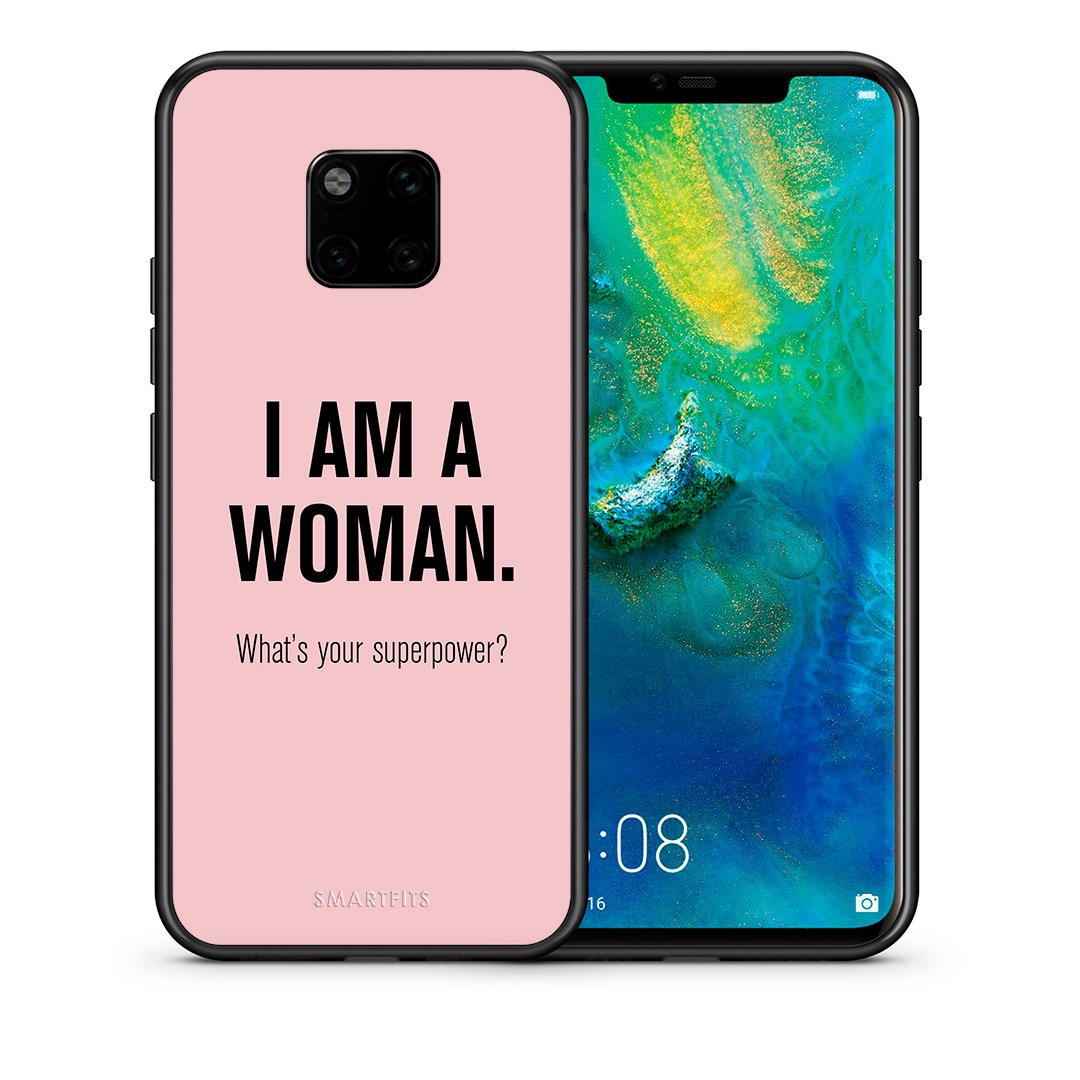 Θήκη Huawei Mate 20 Pro Superpower Woman από τη Smartfits με σχέδιο στο πίσω μέρος και μαύρο περίβλημα | Huawei Mate 20 Pro Superpower Woman case with colorful back and black bezels