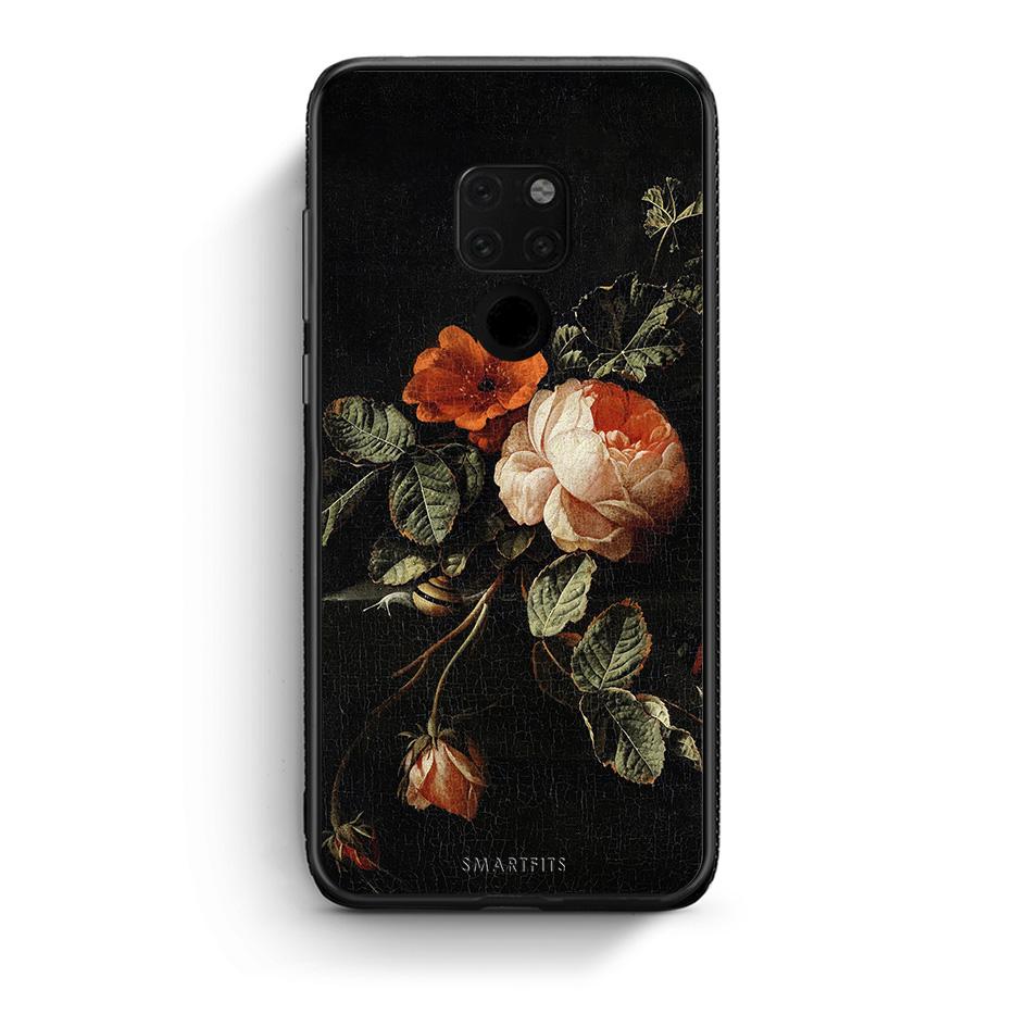 Huawei Mate 20 Vintage Roses θήκη από τη Smartfits με σχέδιο στο πίσω μέρος και μαύρο περίβλημα | Smartphone case with colorful back and black bezels by Smartfits