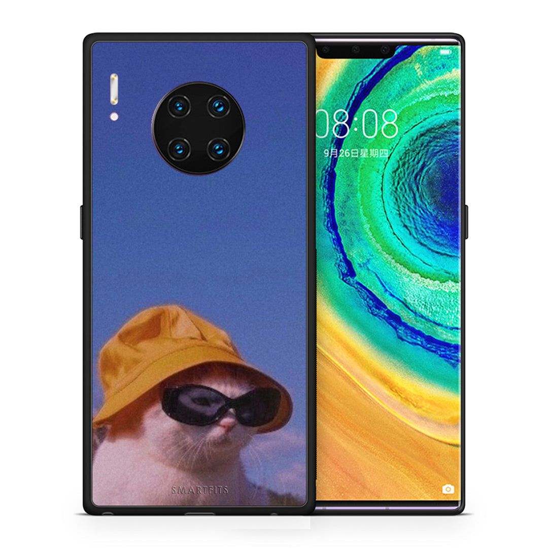 Θήκη Huawei Mate 30 Pro Cat Diva από τη Smartfits με σχέδιο στο πίσω μέρος και μαύρο περίβλημα | Huawei Mate 30 Pro Cat Diva case with colorful back and black bezels