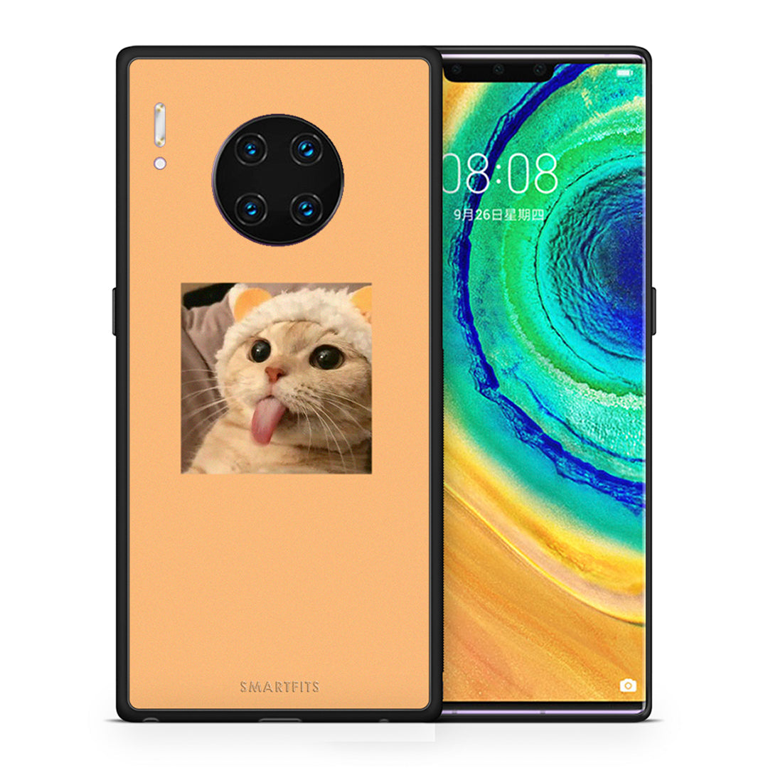 Θήκη Huawei Mate 30 Pro Cat Tongue από τη Smartfits με σχέδιο στο πίσω μέρος και μαύρο περίβλημα | Huawei Mate 30 Pro Cat Tongue case with colorful back and black bezels