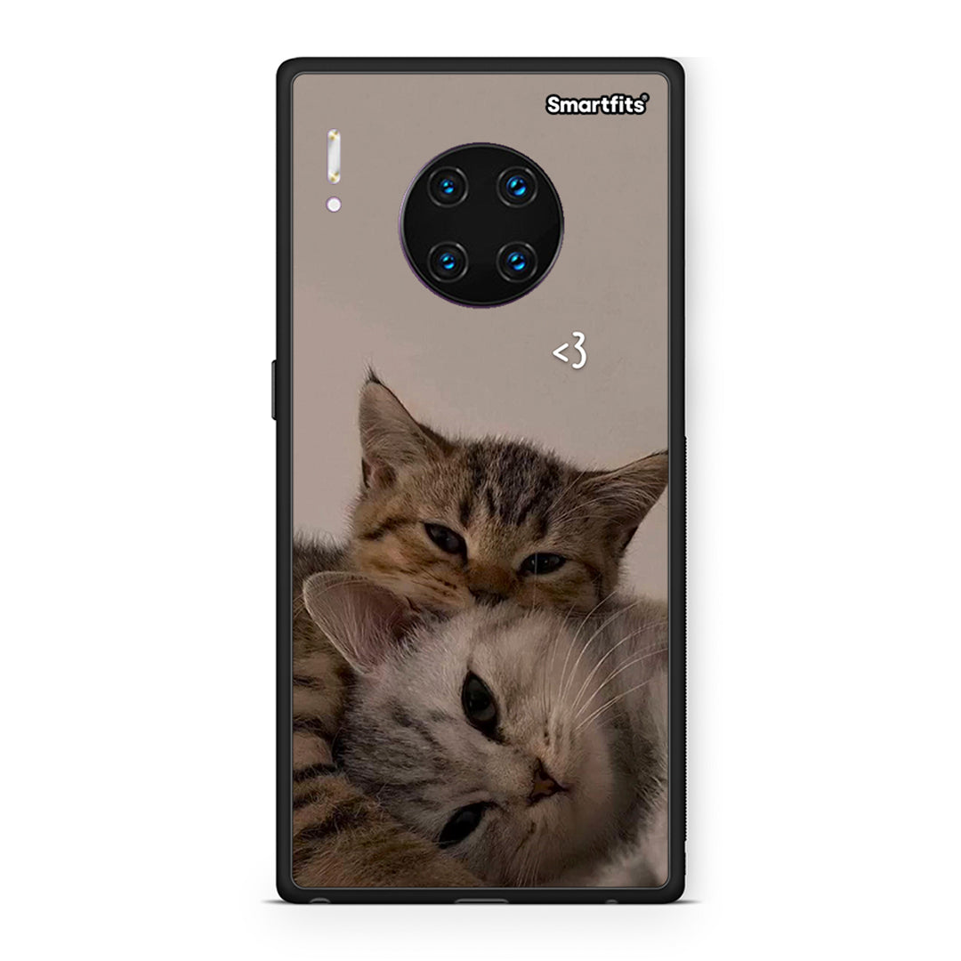 Huawei Mate 30 Pro Cats In Love θήκη από τη Smartfits με σχέδιο στο πίσω μέρος και μαύρο περίβλημα | Smartphone case with colorful back and black bezels by Smartfits