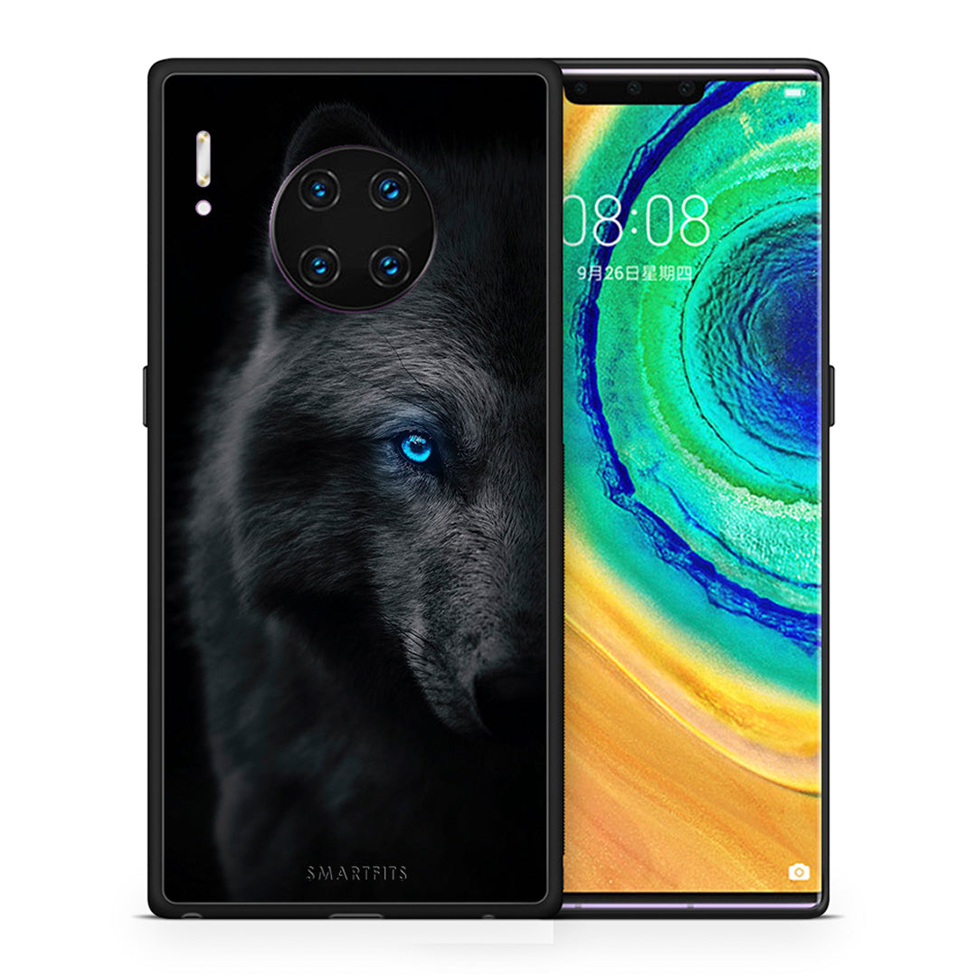 Θήκη Huawei Mate 30 Pro Dark Wolf από τη Smartfits με σχέδιο στο πίσω μέρος και μαύρο περίβλημα | Huawei Mate 30 Pro Dark Wolf case with colorful back and black bezels