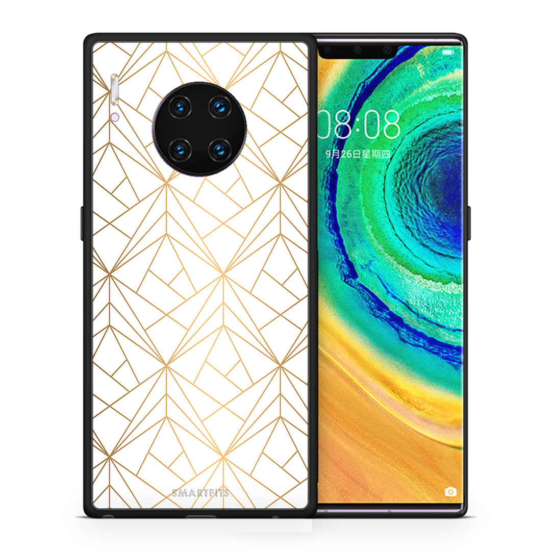 Θήκη Huawei Mate 30 Pro Luxury White Geometric από τη Smartfits με σχέδιο στο πίσω μέρος και μαύρο περίβλημα | Huawei Mate 30 Pro Luxury White Geometric case with colorful back and black bezels