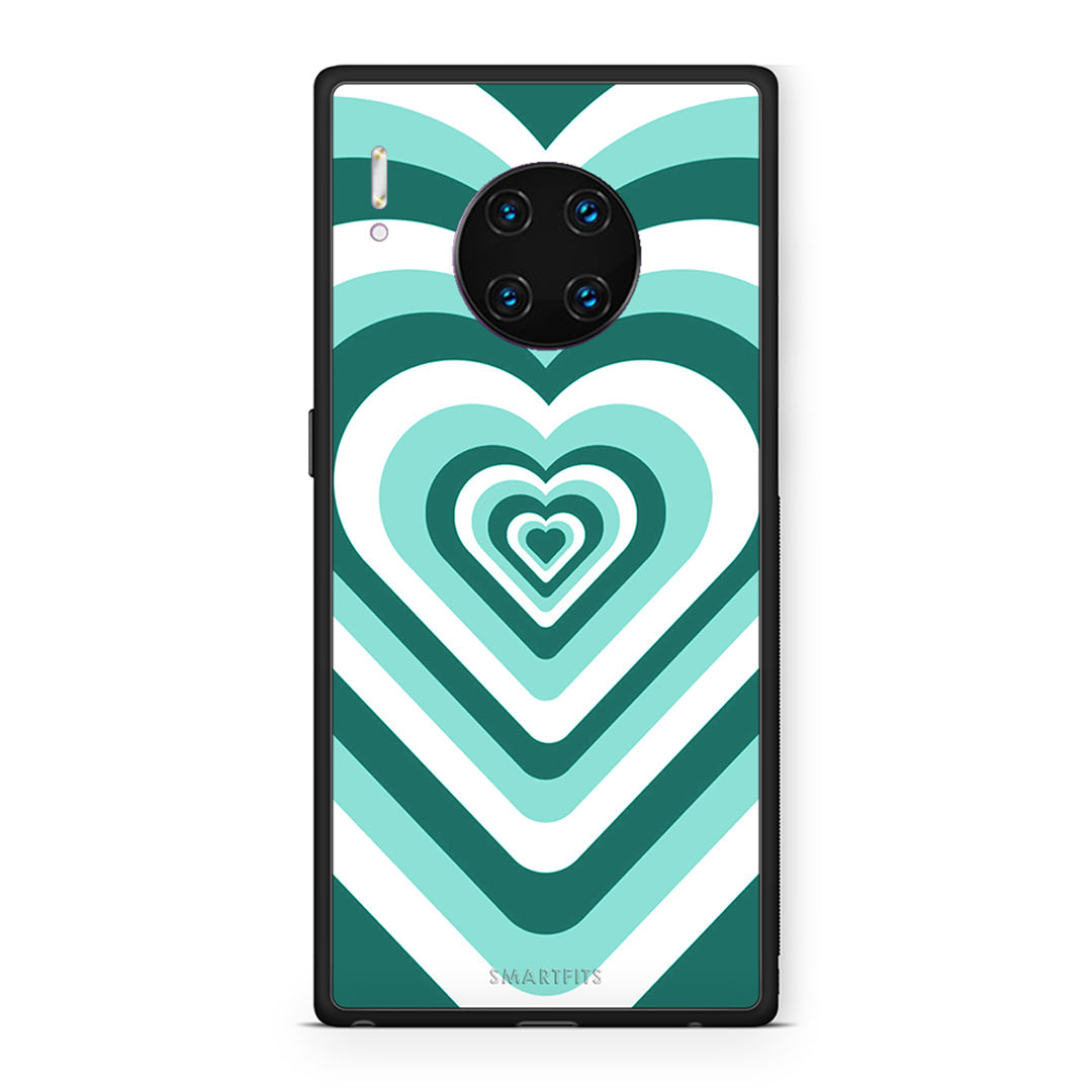 Huawei Mate 30 Pro Green Hearts θήκη από τη Smartfits με σχέδιο στο πίσω μέρος και μαύρο περίβλημα | Smartphone case with colorful back and black bezels by Smartfits