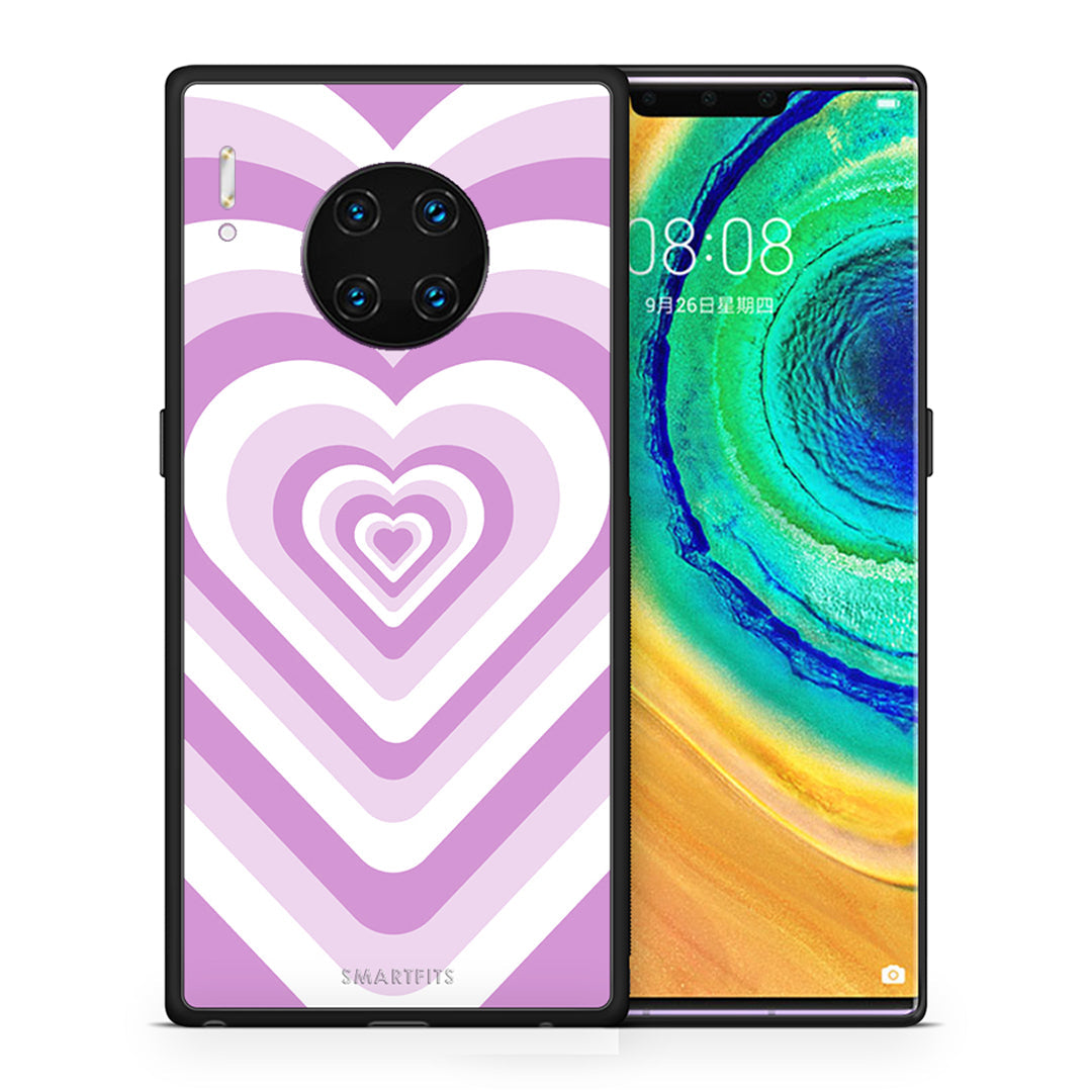 Θήκη Huawei Mate 30 Pro Lilac Hearts από τη Smartfits με σχέδιο στο πίσω μέρος και μαύρο περίβλημα | Huawei Mate 30 Pro Lilac Hearts case with colorful back and black bezels