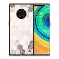 Thumbnail for Θήκη Huawei Mate 30 Pro Hexagon Pink Marble από τη Smartfits με σχέδιο στο πίσω μέρος και μαύρο περίβλημα | Huawei Mate 30 Pro Hexagon Pink Marble case with colorful back and black bezels