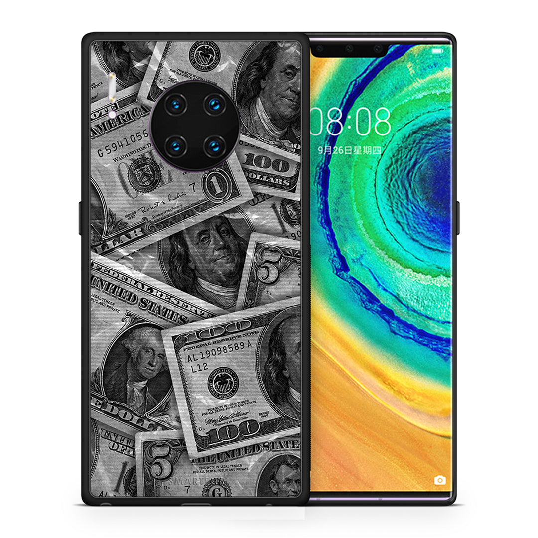 Θήκη Huawei Mate 30 Pro Money Dollars από τη Smartfits με σχέδιο στο πίσω μέρος και μαύρο περίβλημα | Huawei Mate 30 Pro Money Dollars case with colorful back and black bezels