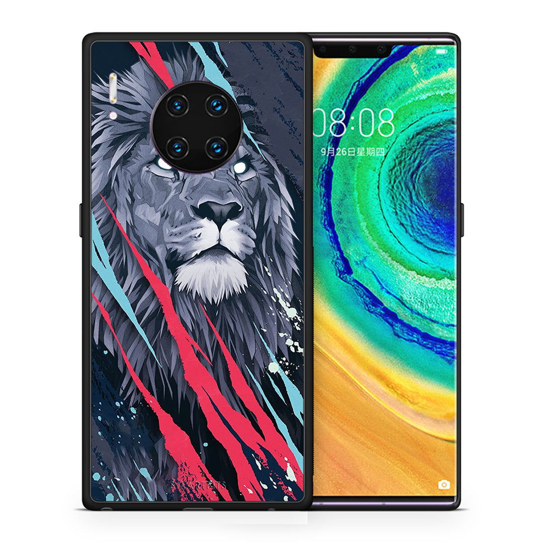 Θήκη Huawei Mate 30 Pro Lion Designer PopArt από τη Smartfits με σχέδιο στο πίσω μέρος και μαύρο περίβλημα | Huawei Mate 30 Pro Lion Designer PopArt case with colorful back and black bezels