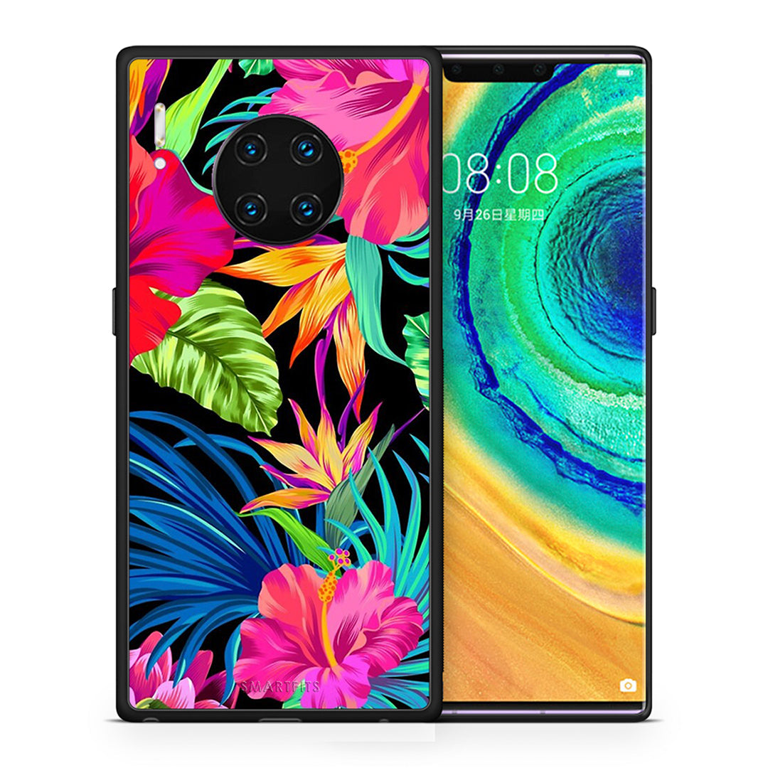 Θήκη Huawei Mate 30 Pro Tropical Flowers από τη Smartfits με σχέδιο στο πίσω μέρος και μαύρο περίβλημα | Huawei Mate 30 Pro Tropical Flowers case with colorful back and black bezels